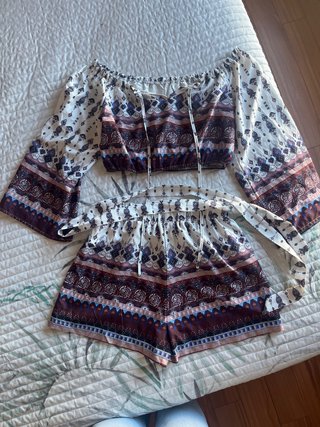 Conjunto Verano Boho Crop Top y Shorts