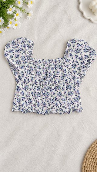 Top floral blanco y morado talla 13-14