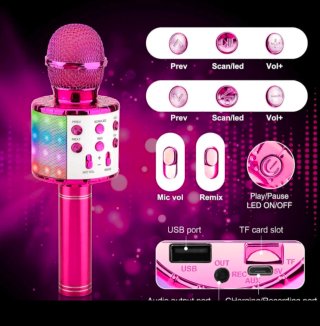Micrófono Karaoke Infantil Bluetooth Rosa