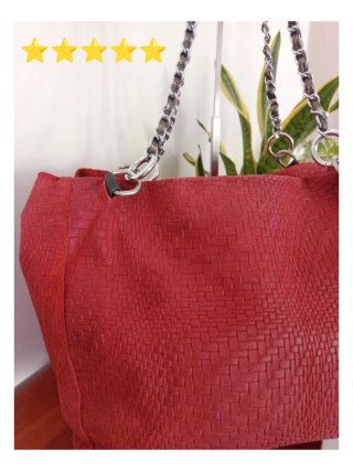 Borsa Artigianale Vera Pelle Borgogna