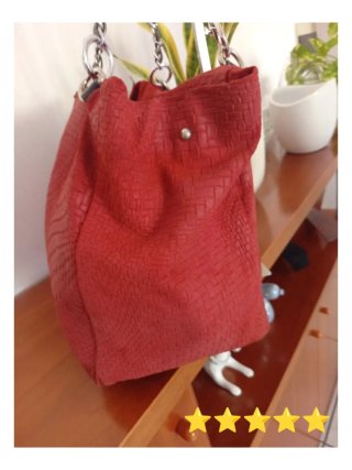 Borsa Artigianale Vera Pelle Borgogna