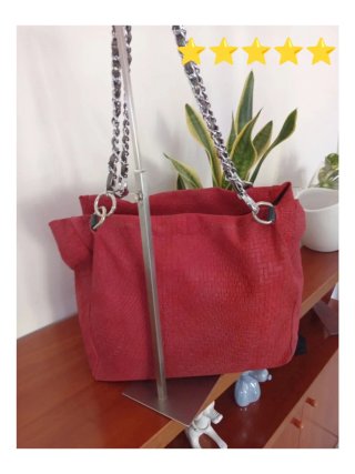 Borsa Artigianale Vera Pelle Borgogna