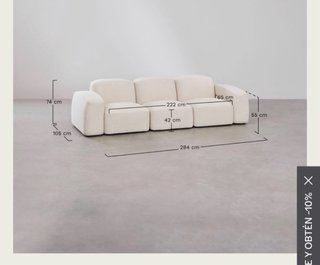 Sofá modular 3 plazas Bastian + Puff SKLUM
