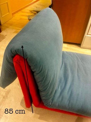 Sofá Cama Azul y Rojo