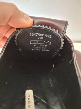 Mocasines Zara Piel Burdeos Talla 36