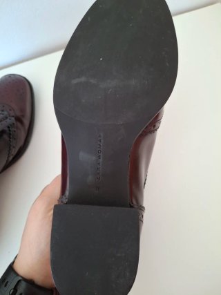 Mocasines Zara Piel Burdeos Talla 36
