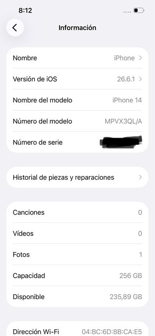 iPhone 14 256GB Cámara Rota