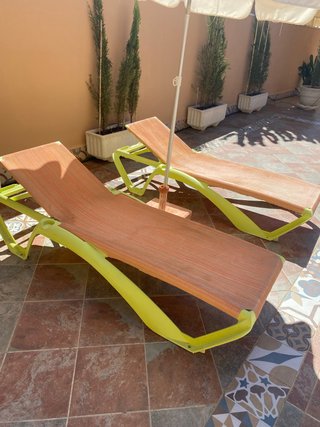 Tumbona piscina jardín