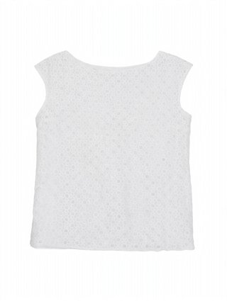 Blusa blanca de encaje sin mangas