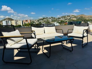 Conjunto 4 Muebles Exterior Metal y Tela