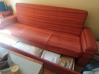 Sofá Cama Rosa/Rojo Tela