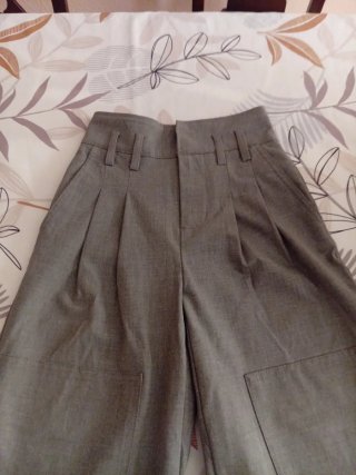 Pantalón vestir pinza mujer gris