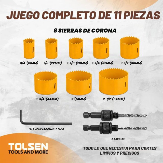 Juego Coronas Sierra 11pz Tolsen