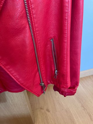 Chaqueta Biker Efecto Piel Roja