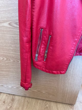 Chaqueta Biker Efecto Piel Roja