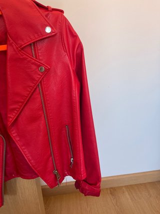 Chaqueta Biker Efecto Piel Roja