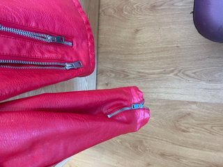 Chaqueta Biker Efecto Piel Roja