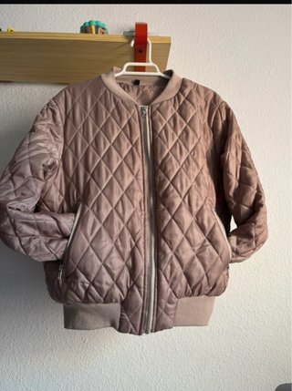 Chaqueta acolchada rosa/beige