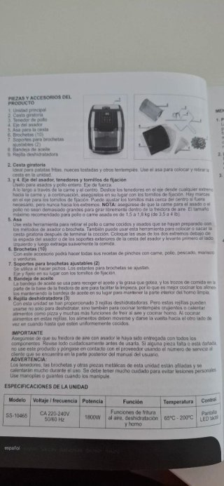 Freidora de aire SOGO con accesorios