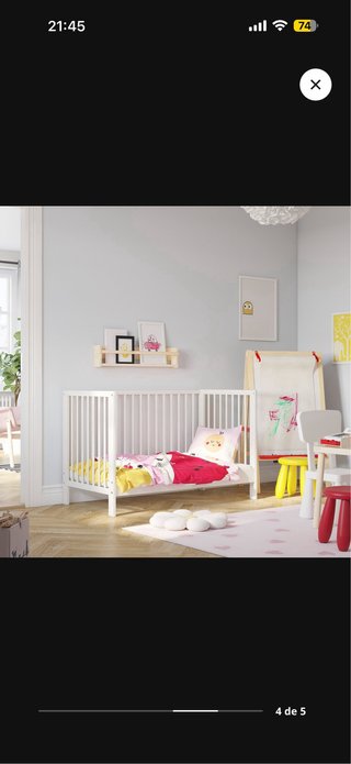 Cuna bebé IKEA GULLIVER blanca 60x120cm +Colchón
