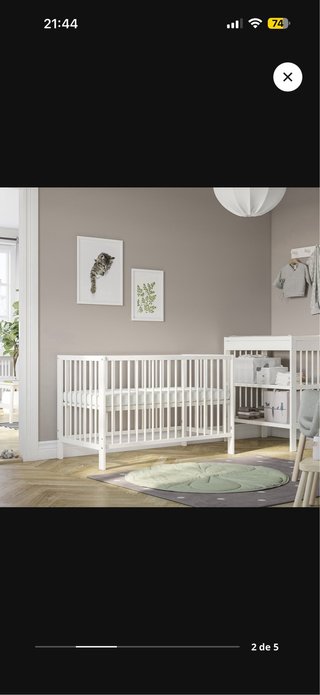 Cuna bebé IKEA GULLIVER blanca 60x120cm +Colchón