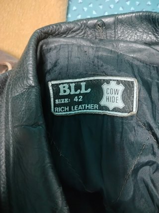 Chaqueta Biker Cuero Negro Talla 42