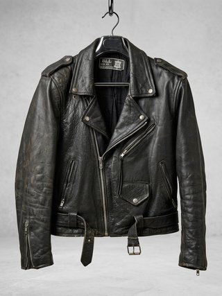 Chaqueta Biker Cuero Negro Talla 42