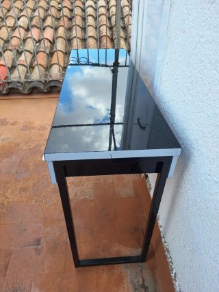 Mesa de escritorio cristal y metal negra