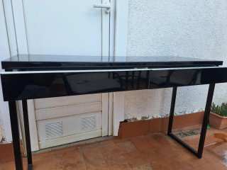 Mesa de escritorio cristal y metal negra