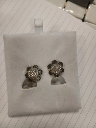 Pendientes perla RODIO clip gris plata