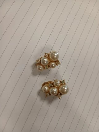 Pendientes perla RODIO clip gris plata