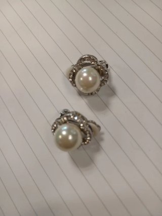 Pendientes perla RODIO clip gris plata