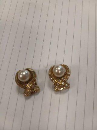 Pendientes perla RODIO clip gris plata