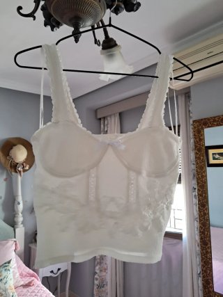 Top Zara Blanco Corsé Encaje