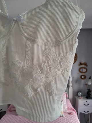 Top Zara Blanco Corsé Encaje
