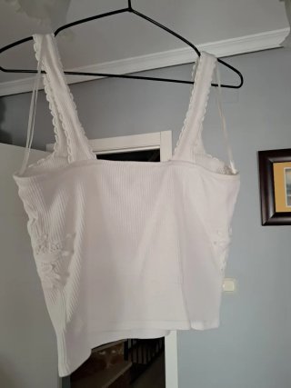 Top Zara Blanco Corsé Encaje