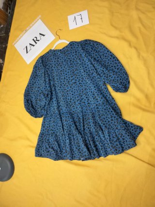 Vestido Zara Estampado Animal Print Azul Talla S