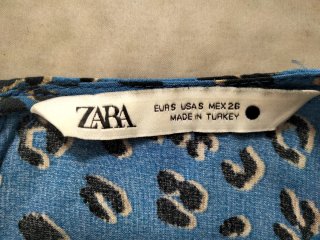 Vestido Zara Estampado Animal Print Azul Talla S