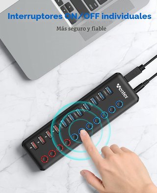 Wenter Hub USB 3.0 con alimentación y 11 puertos