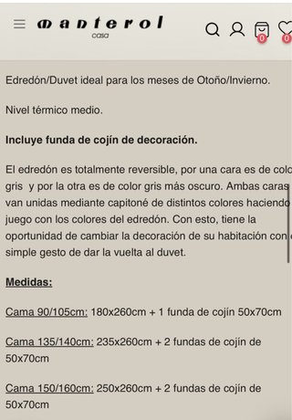 Edredón Duvet Anuanu Gris Manterol cama 150