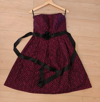 Vestido fiesta ONYX T38 negro y rosa