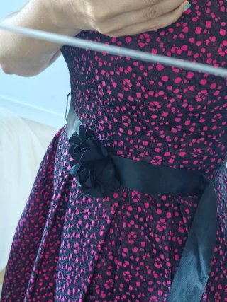 Vestido fiesta ONYX T38 negro y rosa