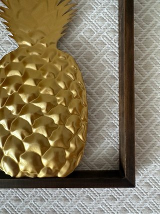 Cuadro Decorativo Piña Dorada Marco Madera