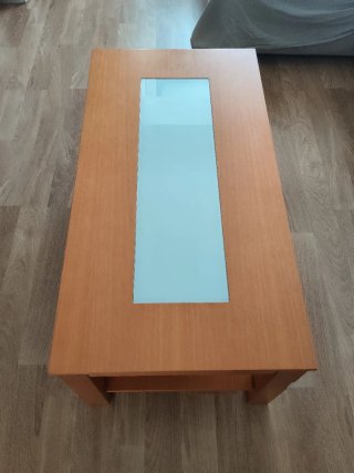 Mesa de centro elevable madera y cristal
