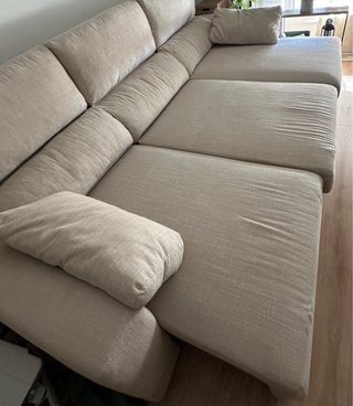 Sofá/cama modular beige de tela