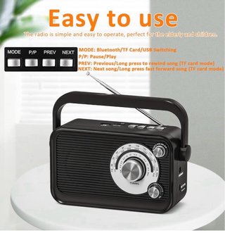 Radio Portátil Retro MP3-FM-AM-SW