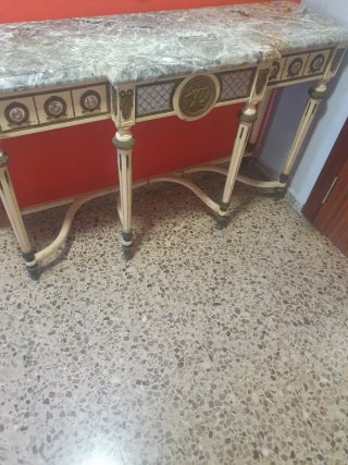Espejo recibidor antiguo beige y dorado