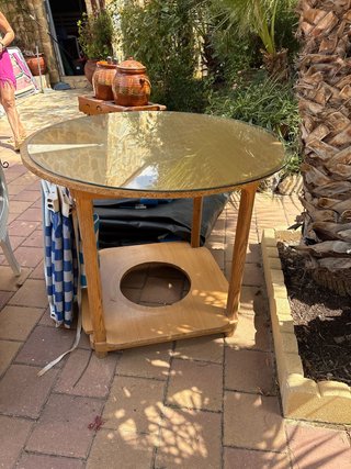 Mesa camilla redonda con cristal