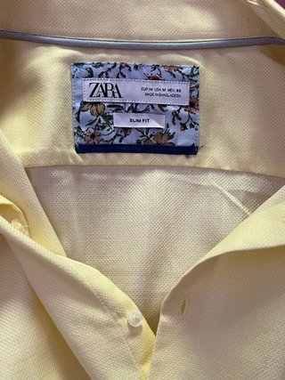 Camisa Zara Slim Fit Talla M Amarilla
