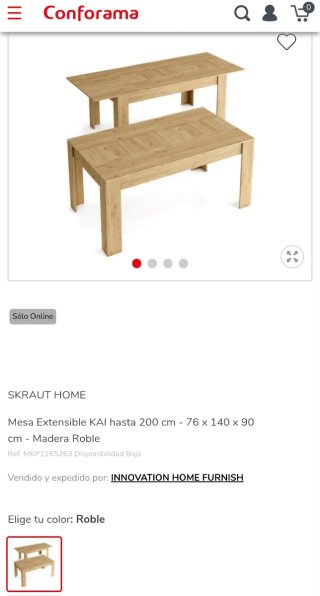 Mesa comedor extensible color madera